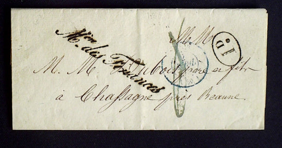 1839 France lettre Franchise Mre des Finances en Noir Signé Pagard AA39