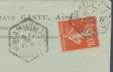 1911 Lettre Cachet hexagonal CONSTANTINE A. Indice 14. C415