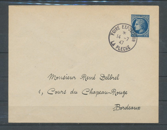 1947 lettre Obl. FOIRE-EXPOSITION DE LA FLECHE EXTRA. C488