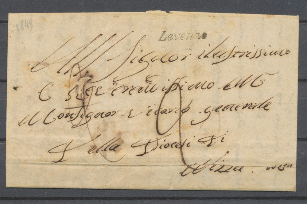 1845 Lettre cursive LEVENZO COMTE DE NICE RARE TB H2053 – Au phil du timbre