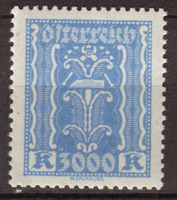 Autriche 1923 Industrie 3000k bleu. N**. P294