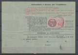 1936 Bulletin d'expédition , Fiscal 50c + 1f80 Paix +2f rivière bretonne P3753