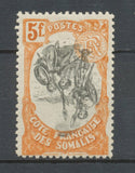 Colonies Cote des Somalis N°66 c 5f Orange et noir Centre renversé. Neuf * P5153