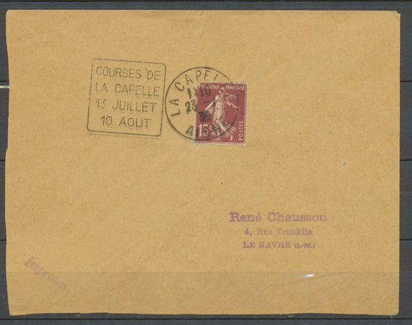 1930 DAGUIN, COURSES DE/LA CAPELLE/13 JUILLET/ 10 AOUT/ obl. Semeuse X1178