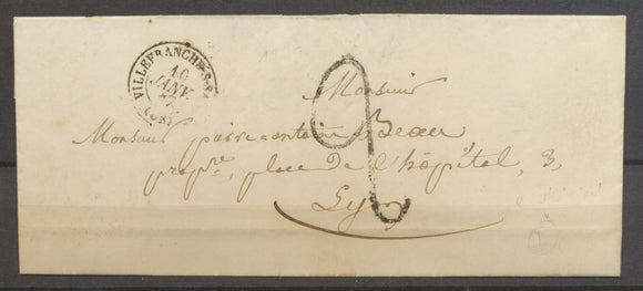 1847 Lettre avec 2 taxe Spécial + Cachet type 15 Villefranche-S-Sâone X1294