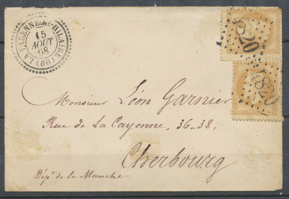 1868 Env. 20c Obl GC4820 CAD T22B LA VARENNE-St-HILAIRE SEINE&PARIS(60) X1794