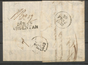 1832 Lettre Marque Linéaire Deb 59 Argentan ORNE(59) Ind 19 X2120