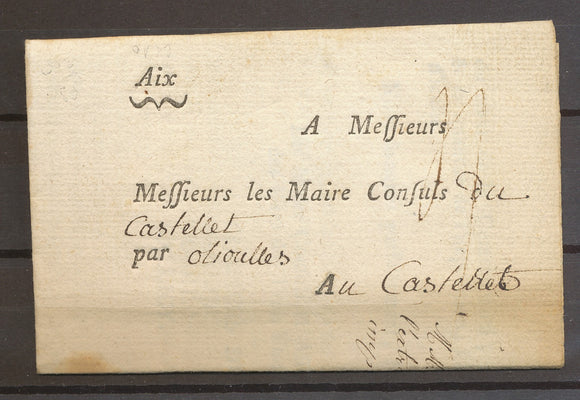 1776 circulaire de Aix pr le Castellet par Olioulles, passage au Beausset X3565