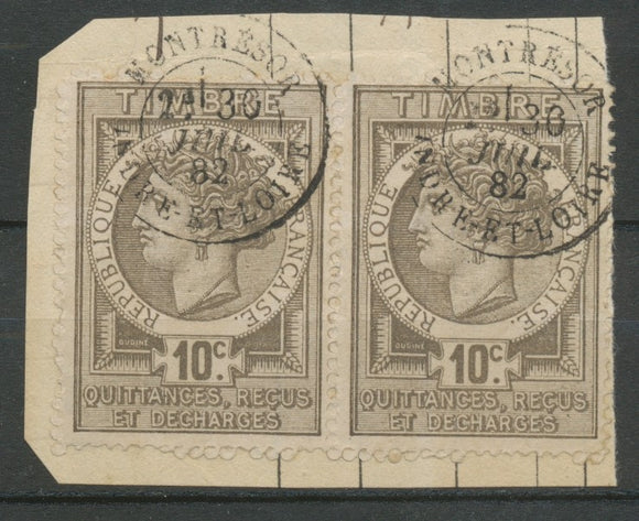 1882 tp  Fiscaux Quittances 10c gris obl POSTALE Montrésor INDRE ET LOIRE X3811