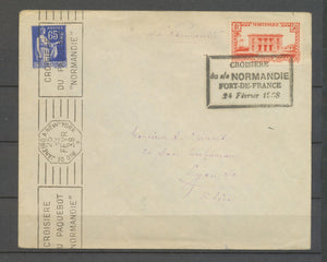 1938 Lettre Martinique, 50c. CROISIERE/du S/S NORMANDIE/FORT DE France X3941