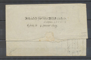 1822 Lettre 61 Calais avec au dos Griffe Acheminée par votre dévouée … X4591