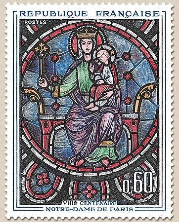 8e centenaire de Notre-Dame de Paris. Rose Ouest de la Cathédrale. 60c. Polychrome Y1419