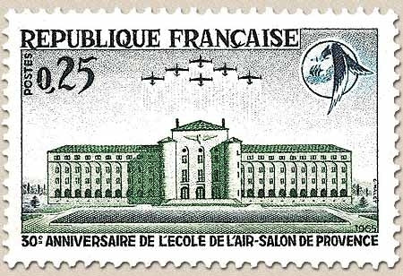 30e anniversaire de l'École de l'Air, à Salon-de-Provence. 25c, bleu foncé et vert Y1463