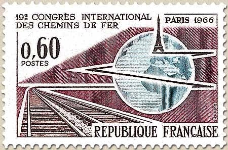 19e congrès international des chemins de fer, à Paris. 60c. Carmin, bleu et violet-brun Y1488
