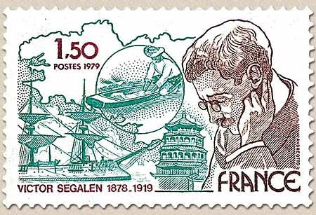100e anniversaire de la naissance de Victor Segalen (1878-1919). Ecrivain. 1f.50 brun, vert-bleu et carmin Y2034