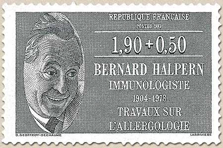 Personnages célèbres médecins et biologistes. Bernard Halpern (1804-1978)  1f.90 + 50c. Y2456
