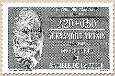 Personnages célèbres médecins et biologistes. Alexandre Yersin, microbiologiste (1863-1943)  2f.20 + 50c. Y2457