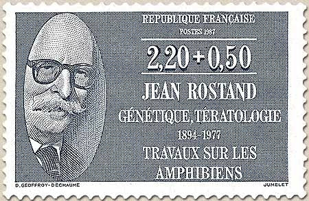 Personnages célèbres médecins et biologistes. Jean Rostand, biologiste et écrivain (1894-1977)  2f.20 + 50c. Y2458