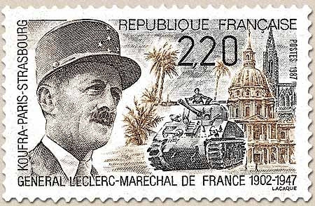 40e anniversaire de la mort du Général Leclerc, Maréchal de France (1902-1947) Portrait, char et monuments  2f.20 Y2499