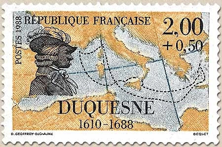 Personnages célèbres. Grands navigateurs français. Duquesne (1610-1688)  2f. + 50c. Y2517