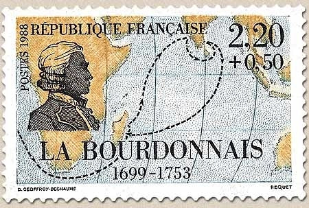 Personnages célèbres. Grands navigateurs français. La Bourdonnais (1699-1753)  2f.20 + 50c. Y2520