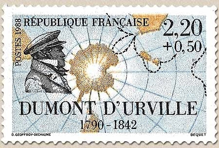 Personnages célèbres. Grands navigateurs français. Dumont d'Urville (1790-1842)  2f.20 + 50c. Y2522