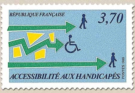 Accessibilité aux handicapés. Illustration des difficultés d'accès pour les handicapés 3f.70 Y2536