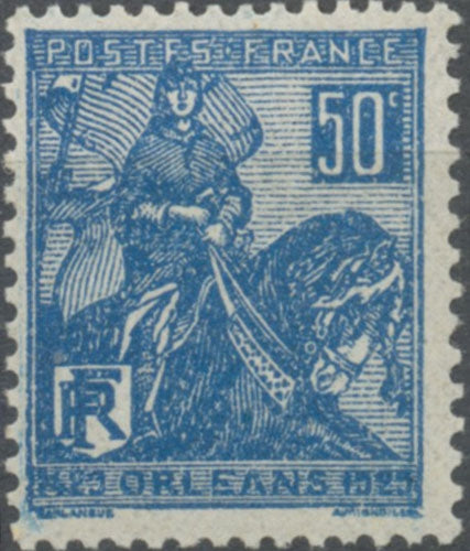 5e centenaire de la délivrance d'Orléans par Jeanne d'Arc. 50c. Bleu (I) Neuf luxe ** Y257
