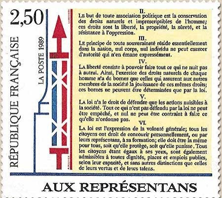 Bicentenaire de la Déclaration des Droits de l'Homme et du Citoyen. 2f.50 articles II à VI Y2603