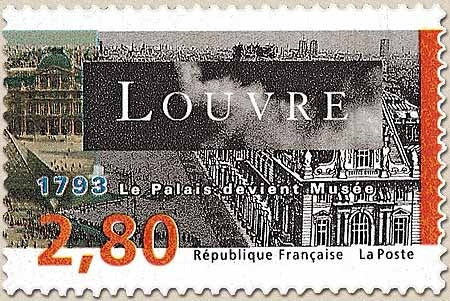 Bicentenaire de la création du Musée du Louvre. 1793 Le Palais devient Musée 2f.80 multicolore Y2851
