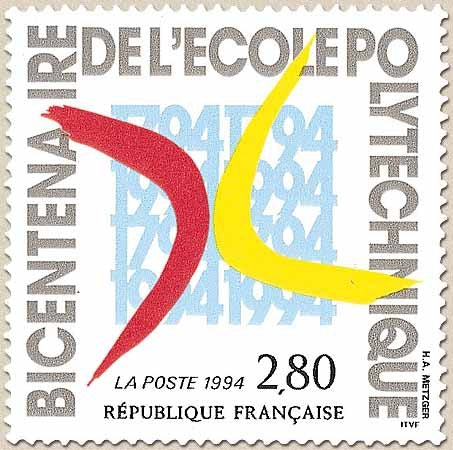 Bicentenaire de la création de l'École Polytechnique. X allégorique. 2f.80 multicolore Y2862