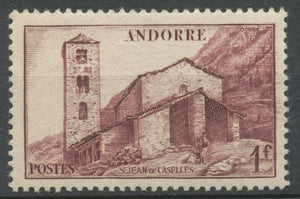 Andorre français N°100, 1f. lilas NEUF** ZA100