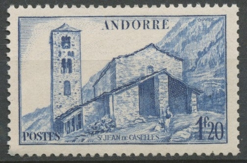 Andorre français N°101, 1f.20 bleu NEUF** ZA101