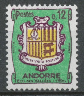 Andorre FR N°155A 12c. Vert/violet/jaune NEUF** ZA155A