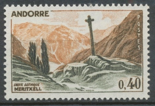 Andorre FR N°159A 40c rouge-brun/vert-noir N** ZA159A