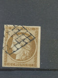 1849 France Classique N°1a 10c bistre Brun Signé CALVES. Cote 450€ Sup F1002