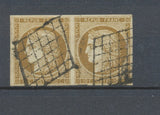 1849 France Classique paire N°1a 10c bistre Brun Signé BAUDOT Superbe F1003