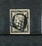 1849 France CERES N°3a 20c noir sur blanc  oblitération Grille TTB  F1007