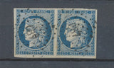 1849 France Classique Timbre Paire N°4 25c bleu obl Pc 687. Superbe F1008