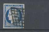 1849 France Classique Timbre N°4a 25c bleu très foncé Obl. Grille Superbe F1011