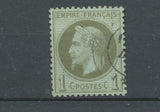 1870 France Classique N°25  1c olive Belle variété Griffe dans les cheveux F1053