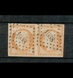 1850 France CERES Paire N5e 40c orange 4 retouché tenant à normal RARE F1064