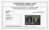 1849 France CERES Paire 3d 20c TETE BECHE noir sur jaune. TTB. RARE  F1066