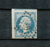 1854 France Napoléon III N°14Af 20c bleu laiteux TTB, 1 voisin bdf.  TTB F1083