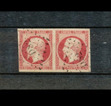 1854 France Napoleon III Paire N°17A 80c carmin TB Signé Calves F1091