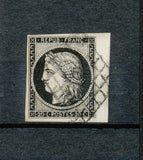 1849 France CERES N°3a 20c noir sur blanc Grand Bord de feuille TTB F1095