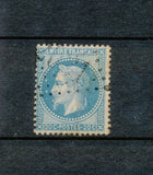 1868 France Napoléon Lauré N°29Bc 20c bleu "aux abeilles". Signé Calves F1101