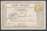 1874 CP N°59 obl Ambulant +Conv. station PODENSAC TOUL.BOR. GIRONDE (32) N3766