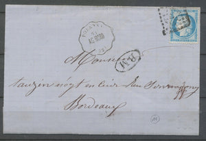 1873 Lettre N°60 Convoyeur station PODENSAC AG.BORD. GIRONDE (32) N3771