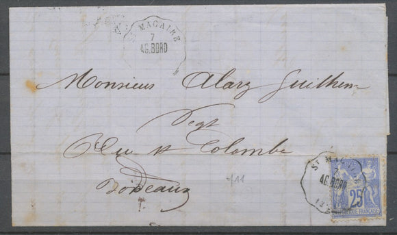 1877 Lettre N°78 obl sur TP Conv. station ST MACAIRE AG.BORD. GIRONDE (32) N3772
